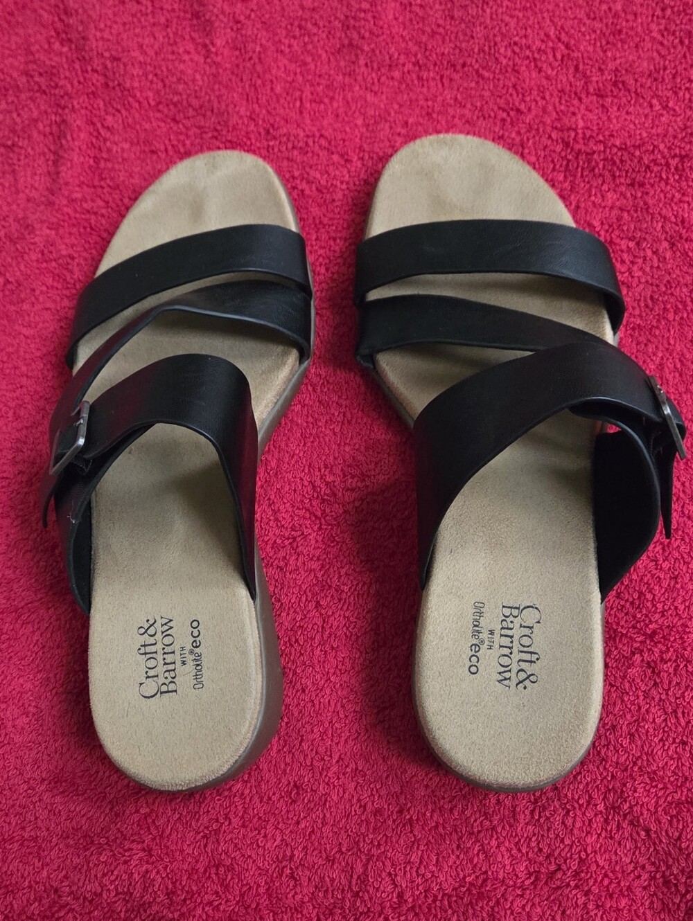 Croft & Barrow Black Multi-Strap Slide Sandals